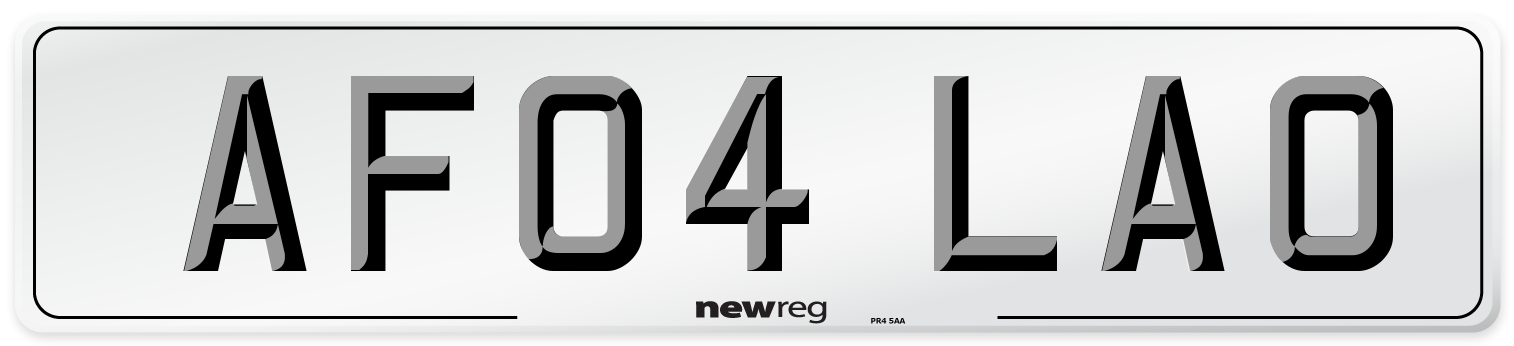 AF04 LAO Number Plate from New Reg
